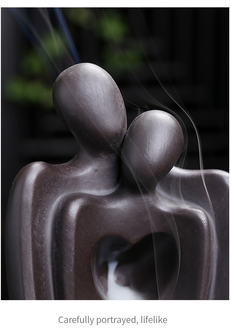 Lover Couple Ceramic Sandalwood Backflow Incense Burner